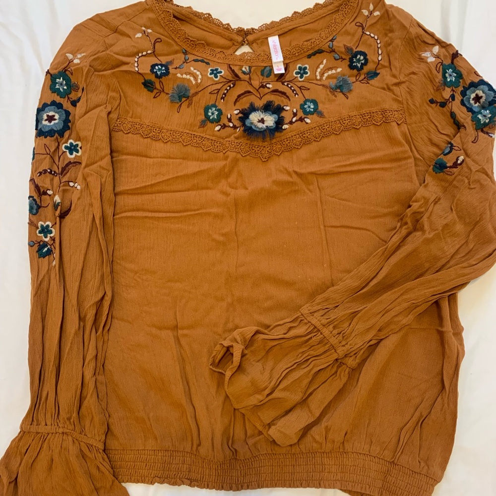 Target long sleeve blouse with embroidered flower design